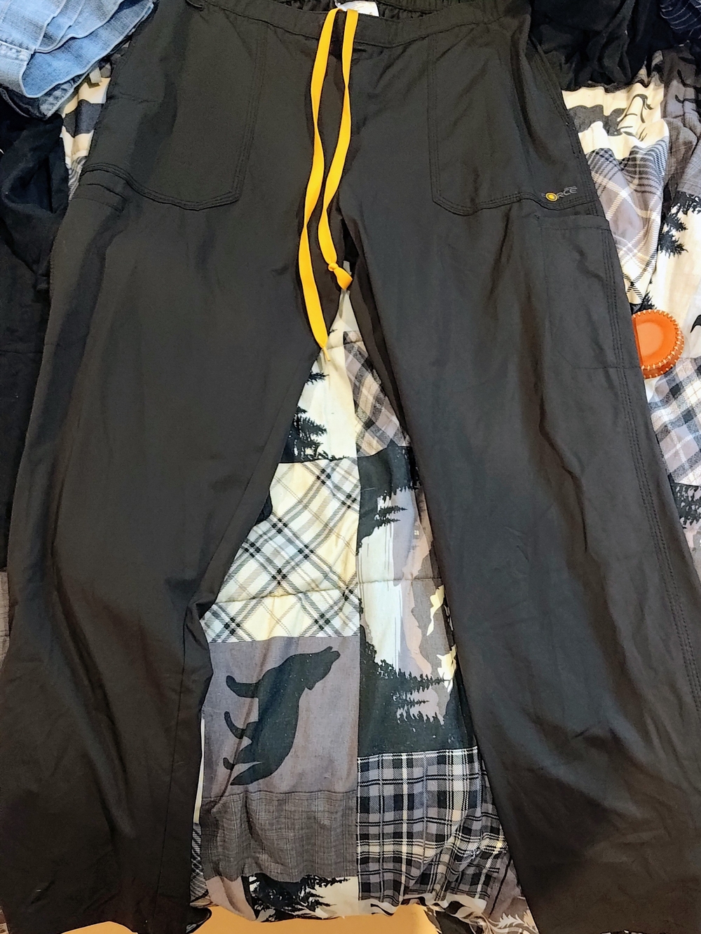 Carhartt Black Scrub pants with Orange Drawcord